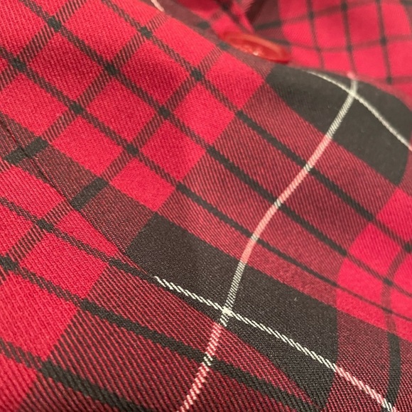 The Limited tartan plaid print button front red black blazer 3/4 sleeve size 6 - Picture 11 of 11